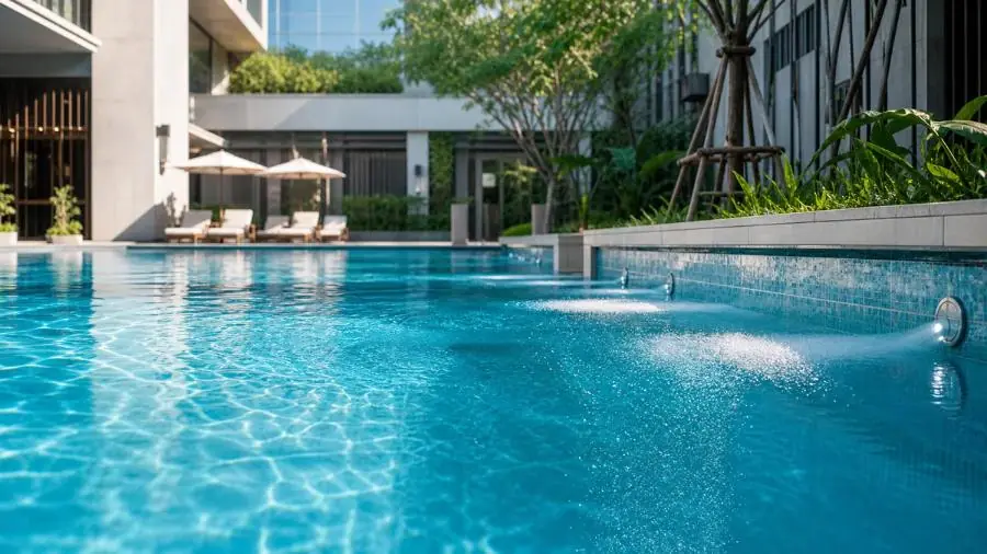 Clear swimming pool water